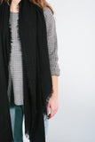 Black Raw Edge Scarf 