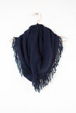 Navy Fringe Infinity Scarf