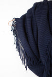 Navy Fringe Infinity Scarf