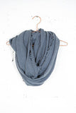 Grey Frayed Infinity Scarf